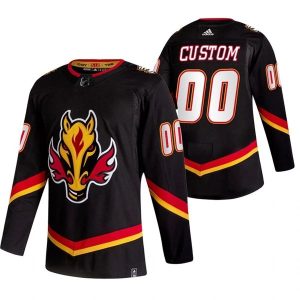 Homme Maillot Hockey Calgary Flames Personnalisable 2022 Reverse Retro Noir Authentic